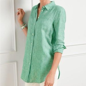 Talbots Linen Boyfriend Shirt - Green